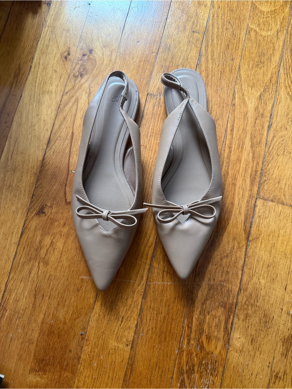 H&M Pointed Toe Slingback Flats in Taupe